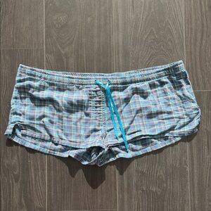 Garage - Plaid Blue Pajama Shorts with Drawstring